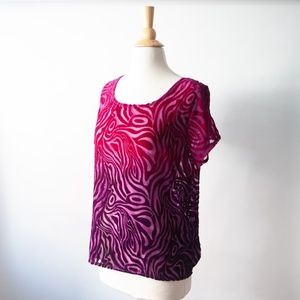 MinkPink Ombre Sheer & Velvet Zebra Print Top